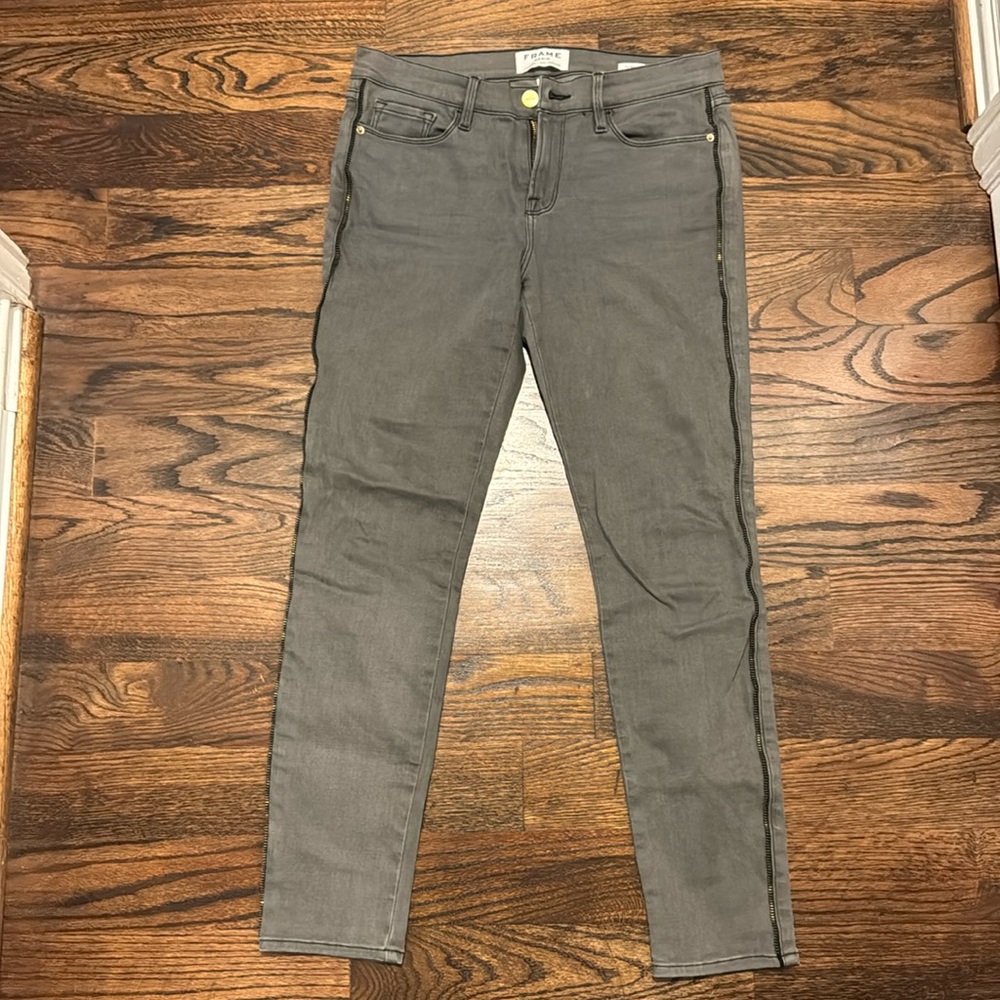 Frame denim gray jeans with zipper side seams